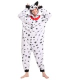 Costum de animale Dalmatian unisex pentru adulți, cu glugă, pentru cosplay, pijamale &ndash; Negru/Alb S