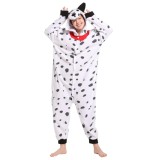Costum de animale Dalmatian unisex pentru adulți, cu glugă, pentru cosplay, pijamale &ndash; Negru/Alb S