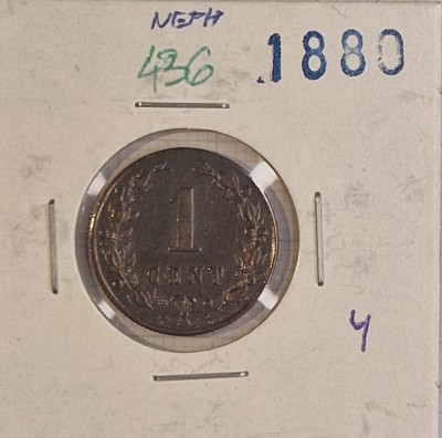 436 Netherlands, Olanda ,1 Cent 1880, KM#107, excelenta foto