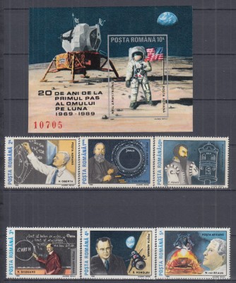 1989 LP 1228 LP 1229-20 ANI PRIMUL PAS AL OMULUI PE LUNA SERIE+COLITA NED. MNH foto