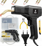 Pistol Profesional pentru lipit/sudat plastic, kit pentru repararea fisurilor din plastic, polipropilena, 400 capse de intarire, putere 50W, culoare N