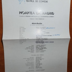 afis teatrul de comedie - noaptea la madrid - din anul 1975