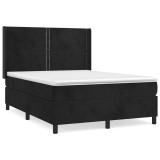 Cumpara ieftin Pat box spring cu saltea, negru, 140x200 cm, catifea