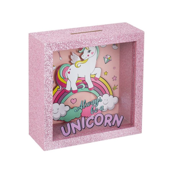 Pusculita din lemn, Unicorn Roz, 15x6x15 cm, ATU-086503