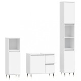 Cumpara ieftin Set mobilier de baie, 3 piese, alb, lemn compozit