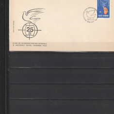 RO - FDC - 25 ANI DE LA CREAREA MISCARII PENTRU PACE ( LP 857 ) 1974 ( 1 DIN 1)