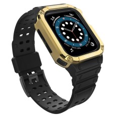 Husa si curea Armored Strap Band compatibila cu Apple Watch 4/5/6/7/8/SE 38/40/41mm Black/Gold