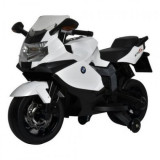 Motocicleta electrica BMW K130S cu sunete si lumini pentru copii alba, Globo