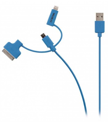 Cablu alimentare si sincronizare albastru USB 2.0 - micro USB +adaptor lightning +Apple Dock 30pini 1m cupru Valueline foto