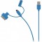 Cablu alimentare si sincronizare albastru USB 2.0 - micro USB +adaptor lightning +Apple Dock 30pini 1m cupru Valueline