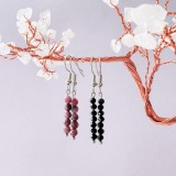 Set doua perechi cercei argintii turmalina neagra si turmalina roz