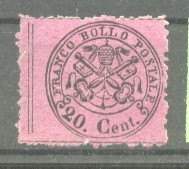 Italy Papal State 1868 Coat of arms 20C Mi.23 MNG AM.357 foto