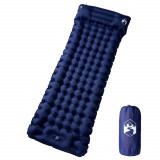 vidaXL Saltea de camping auto-gonflabilă cu pernă integrată, bleumarin