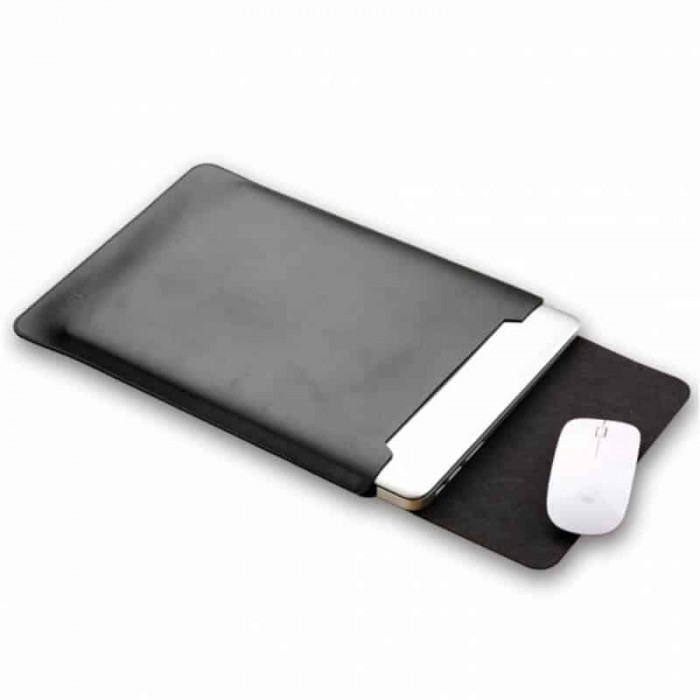 Husa Edman Minimalist M13 pentru Apple Macbook Air/Pro de 13/13.3, 34.2x26x0.5cm, cu mousepad, din piele si material textil