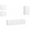 Set dulapuri TV, 5 piese, alb, lemn prelucrat