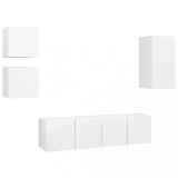 Cumpara ieftin Set dulapuri TV, 5 piese, alb, lemn prelucrat