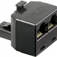 Adaptor ISDN 8P8C RJ45 tata > 2 x RJ45 mama, negru