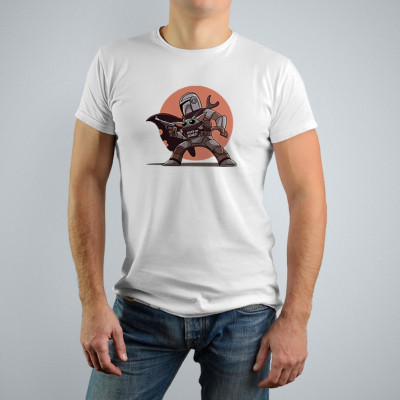 Tricou personalizat barbat &amp;quot;THE MANDALORIAN TEAM&amp;quot;, Alb, Bumbac, Marime XL foto