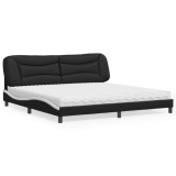 VidaXL Pat cu saltea, negru și alb, 200x200 cm, piele ecologică