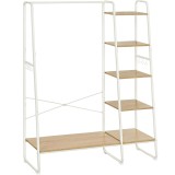VASAGLE Raft pentru haine cu suport pentru pantofi, 5 polite, 6 carlige laterale, 45x120x160cm, alb Household NewTrend