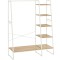 VASAGLE Raft pentru haine cu suport pentru pantofi, 5 polite, 6 carlige laterale, 45x120x160cm, alb Household NewTrend