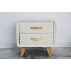 Noptiera ML-NS-2 Tapitata Stofa Teddy Nuanta Crem Alb