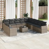 vidaXL Set canapea de grădină cu perne, 12 piese, gri, poliratan 3251537