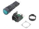 Comutator Acționat prin Apăsare 16mm Verde