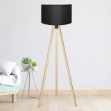 Lampa de podea Newport 140 cm 1 x E27 mdf textil 20 W natur negru [lux.pro] HausGarden Leisure