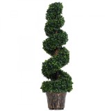 Outsunny Plantă Artificială Decorativă Buxus &icirc;n Spirală cu Ghiveci Inclus, Ф32x120 cm, Verde | Aosom Romania