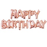Set Baloane Folie Happy Birthday Rose Gold, Aniversare Copii, 74-79cm, Umflare Aer/Heliu