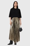 AllSaints fustă JAX culoarea auriu, maxi, evazați, W064RD