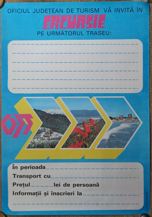 Oficiul Judetean de Turism va invita in excursie// afis turism ONT Carpati 1987