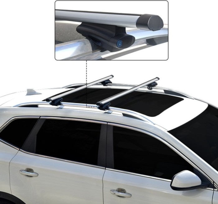 Set Bare portbagaj transversale universale din aluminiu 130cm pentru bare distantate Cod: 020-130