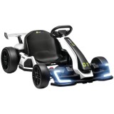 Kart electric pentru copii cu v&acirc;rsta &icirc;ntre 6-12 ani 24V 12km/h cu scaun reglabil, Drift Go-kart cu claxon, lumini, alb HOMCOM | Aosom Romania