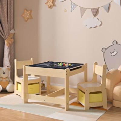 Masa copii cu 2 scaune Irixoa si 2 cutii depozitare multicolor [en.casa] HausGarden Leisure foto