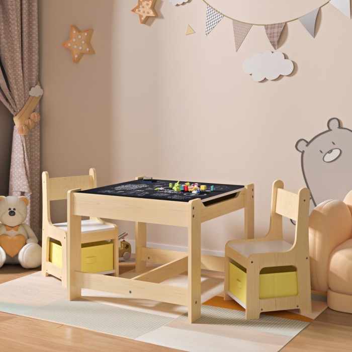 Masa copii cu 2 scaune Irixoa si 2 cutii depozitare multicolor [en.casa] HausGarden Leisure