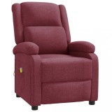 VidaXL Fotoliu de masaj spătar aripi, roșu vin, material textil