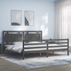 Gossi cadru pat cu tablie 200x200 cm, gri, lemn masiv