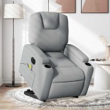 vidaXL Fotoliu electric masaj rabatabil cu ridicare, gri &icirc;nchis textil