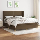 VidaXL Pat continental cu saltea maro &icirc;nchis 180x200cm material textil