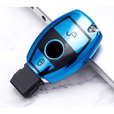 Husa Cheie TPU Mercedes Benz 2 Butoane SMARTKEY ALBASTRA