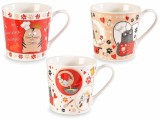 Set 6 cani portelan Pisicute 9.5x9.5 cm, 350 ml