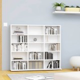 vidaXL Dulap CD/DVD Alb 100x23x89.5cm Lemn, Biblioteca Living, Rafturi Depozitare Muzica, Organizator CD-uri, Mobilier
