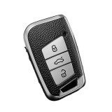 Husa Cheie Auto VW PASSAT B8, ARTEON, Smartkey, Tpu, Aspect Piele, Gri AutoProtect KeyCars, Oem