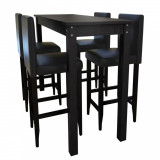 Masă de bar cu 4 scaune de bar, negru, vidaXL