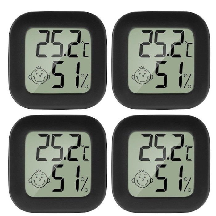 Set 4 mini termometru higrometru de camera - Negru