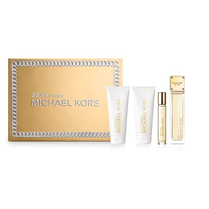 Michael Kors Sexy Amber Set cadou pentru femei EDP 100 ml + EDP 10 ml + 100 ml loțiune de corp + 100 ml gel de duș
