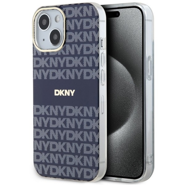 Husa MagSafe pentru Apple iPhone 15, DKNY, IML Mono &amp; Stripe, Albastra