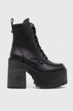 Buffalo botine nKillah Lace Up Mid femei, culoarea negru, cu toc drept, 1622373